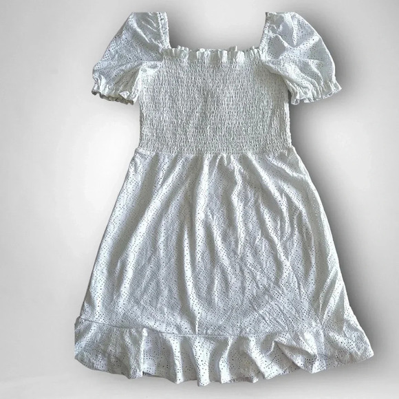 MICHAEL Michael Michael Kors Women's Julia Eyelet Mini Dress Medium White - Picture 5 of 11